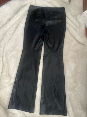 Alice + Olivia Black Boot Cut Vegan Leather Pant. Soft black vegan leather.